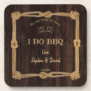 Rustic Rope We Are Tying The Knot I DO BBQ Coaster