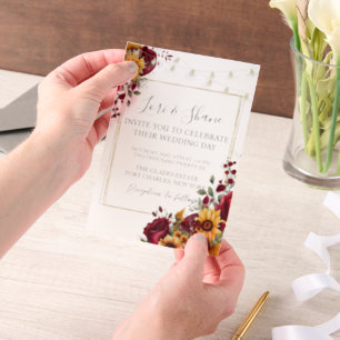 Rustic Rose and Aster Wedding  Vellum Invitations