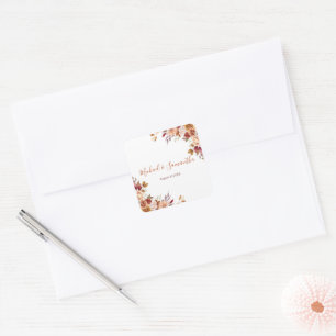 Rustic Rose and Chrysanthemum Fall Wedding Square Sticker