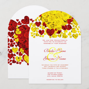 Rustic Rose and Yellow Heart Wedding Invitation