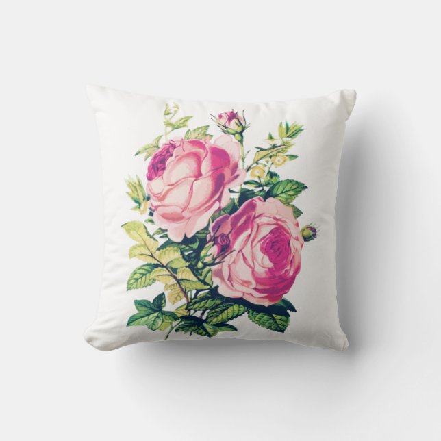 RUSTIC Rose, ANTIQUE Floral Design Cushion (Front)