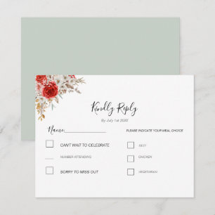 Rustic Rose Country Wedding RSVP Card