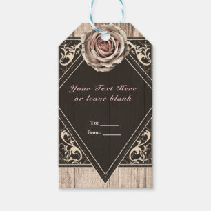 Rustic Rose Elegant Light Wood Diamond Party Favou Gift Tags