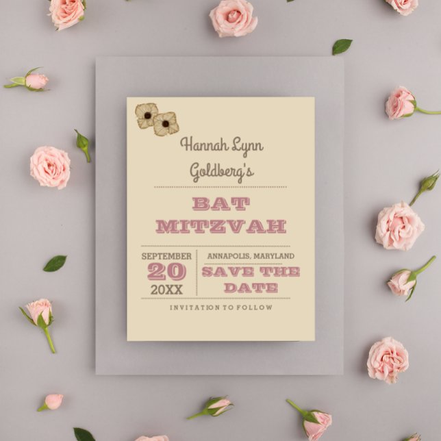 Rustic Rose Gold Bat Mitzvah Save the Date Announcement Postcard (Creator Uploaded)