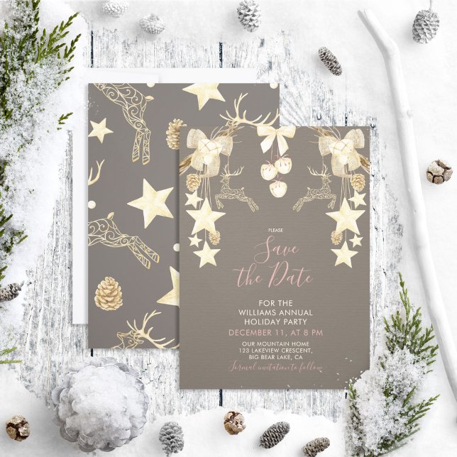Rustic Rose Gold Christmas Party Save the Date (Creator Uploaded)