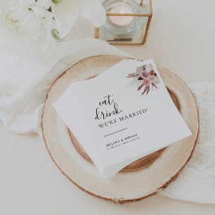 Rustic Rose Gold Eat Drink We're Married Wedding Napkin