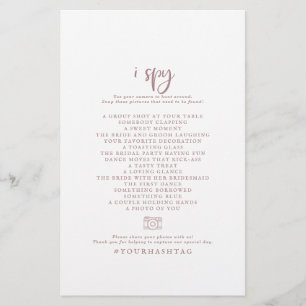 Rustic Rose Gold I Spy Wedding Photo Scavenger Flyer
