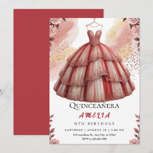 Rustic Rose Gold Quinceañera Birthday Invitation