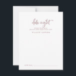 Rustic Rose Gold Script Date Night Idea Advice Card<br><div class="desc">These rustic rose gold script date night idea cards are the perfect activity for a country wedding reception or bridal shower. The simple and modern rose gold blush pink and white design features unique whimsical handwritten calligraphy lettering with a contemporary minimalist boho style. Customisable in any colour. Keep the design...</div>