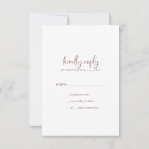 Rustic Rose Gold Script Simple RSVP Card