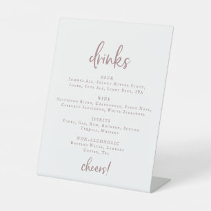 Rustic Rose Gold Script Wedding Drinks Menu Sign