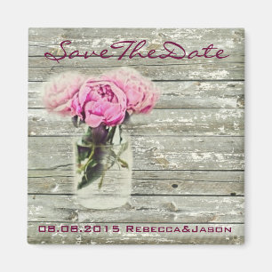 rustic rose mason jar wedding save the date magnet