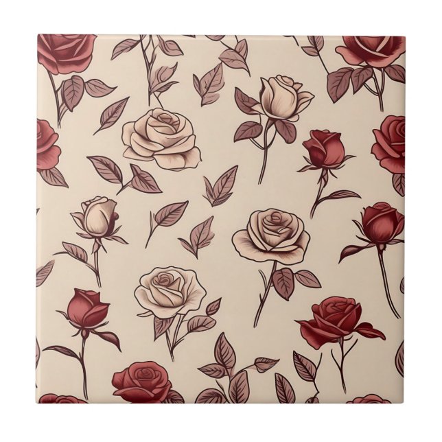Rustic Rose Pattern Tile (Front)