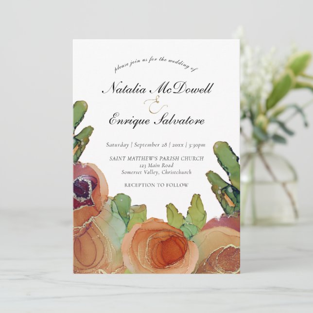 Rustic Rose Wedding Invitation (Standing Front)