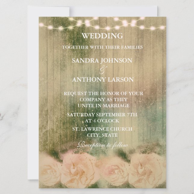 Rustic Rose Wedding Invitation (Front)