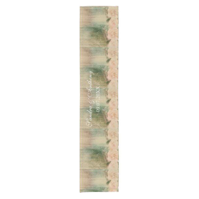 Rustic Rose Wedding Short Table Runner (Front)