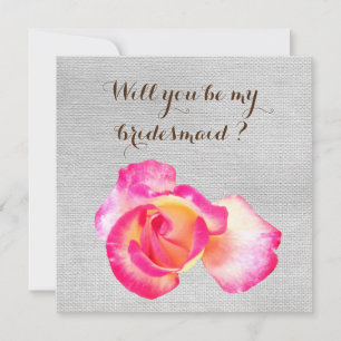 Rustic , Rose , Will you be my  bridesmaid card