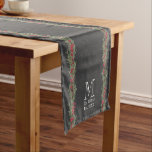 Rustic Rosemary and Berries Watercolor/Chalkboard Table Runner<br><div class="desc">This rustic watercolor design features Rosemary and red Winter Berries on a faux chalkboard background for a twist on a traditional Christmas holiday decor. Its sure to bring a warm cosy feel to your holiday decor.</div>