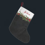 Rustic Rosemary and Berry Watercolor on Chalkboard Small Christmas Stocking<br><div class="desc">This rustic watercolor design features Rosemary and red Winter berries on a faux chalkboard background for a twist on a traditional Christmas holiday decor. Its sure to bring a warm cosy feel to your holiday decor.</div>
