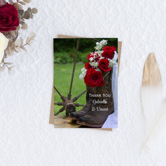 Rustic Roses and Cowboy Boots Wedding Thank You (Creator Uploaded)