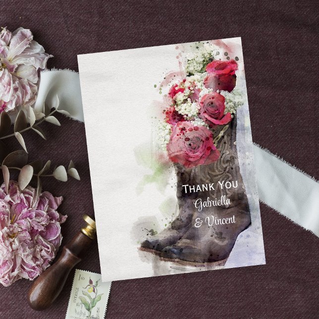 Rustic Roses and Cowboy Boots Wedding Thank You (Creator Uploaded)