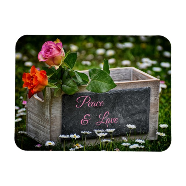 Rustic Roses and Daisies *Customise* Magnet (Horizontal)