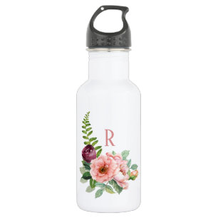 Rustic Roses and Fern with Monogram 532 Ml Water Bottle