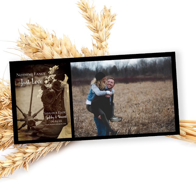 Rustic Roses Cowboy Boots Sepia Wedding Save The Date (Creator Uploaded)