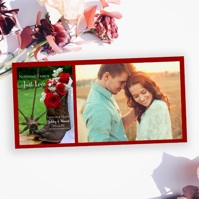 Rustic Roses Cowboy Boots Wedding Save the Date (Creator Uploaded)