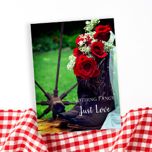 Rustic Roses Cowboy Boots Wedding Save the Date Announcement Postcard