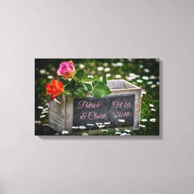 Rustic Roses, Daisies, Wedding, Anniversary Canvas Print (Front)