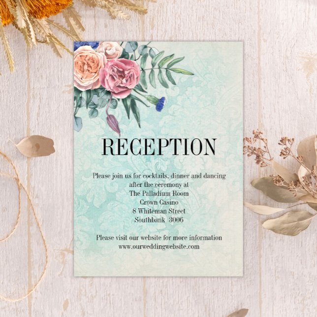 Rustic Roses Shabby Chic Floral Wedding Reception  Enclosure Card (Creator Uploaded)