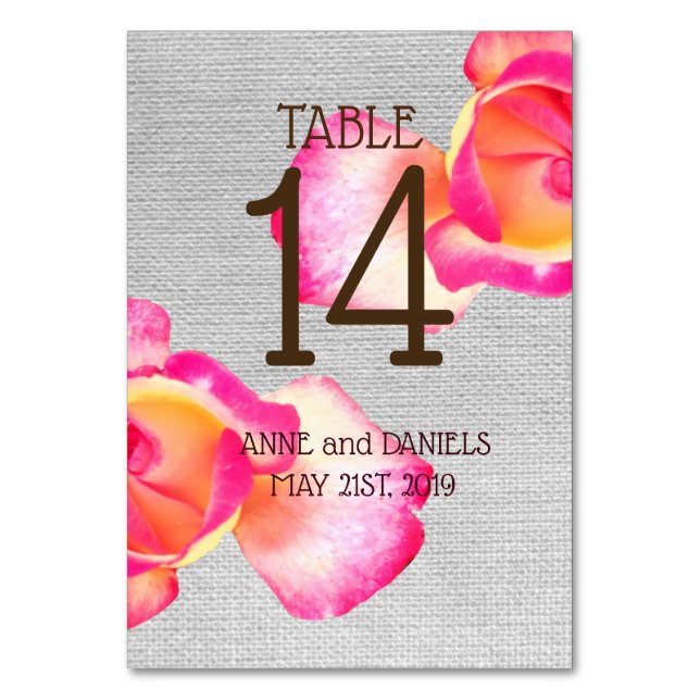 Rustic Roses, Table Number Cards (Front)