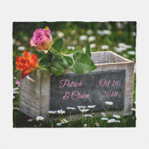 Rustic Roses, Wedding, Anniversary Medium Fleece Blanket
