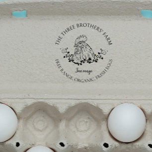 Rustic Round Vintage Custom Fresh Egg Cartons Rubber Stamp