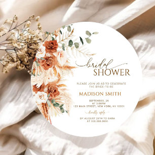 Rustic Round Wood Cut Grain Bridal Shower Invitation