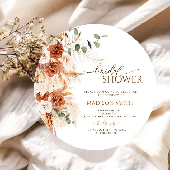 Rustic Round Wood Cut Grain Bridal Shower Invitation (Creator Uploaded)