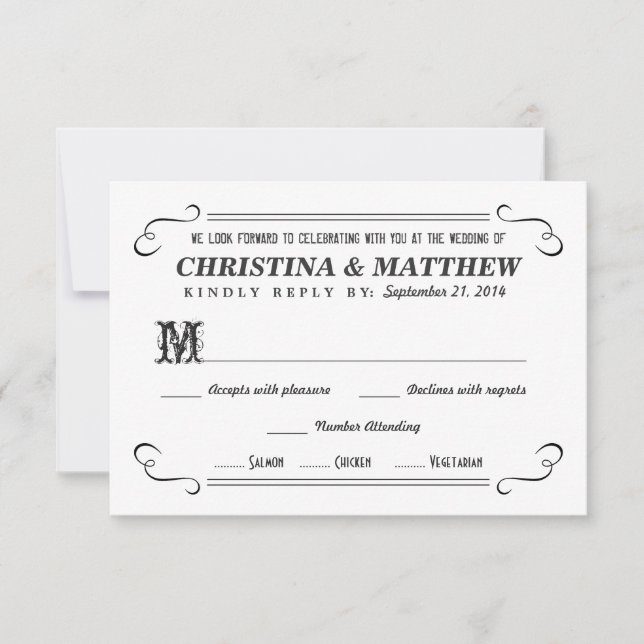 Rustic RSVP Chalkboard Style Reply Cards (Front)