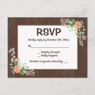 Rustic RSVP Mason Jar Hearts Brown Tan Wedding Invitation Postcard