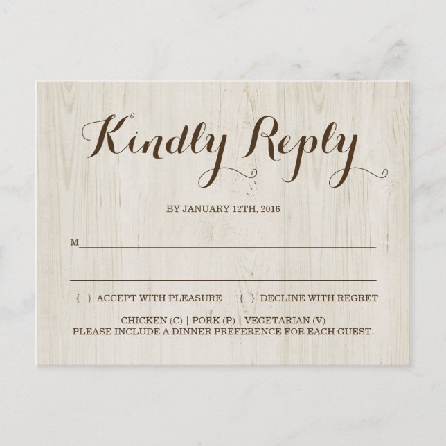 Rustic RSVP Postcard (Front)