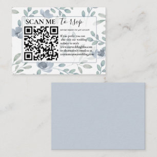 Rustic RSVP QR Code Dusty Blue Floral Wedding  Enclosure Card