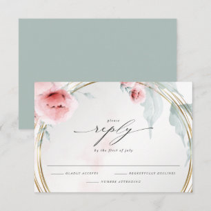 Rustic RSVP Watercolor Pink Blush Peony Card