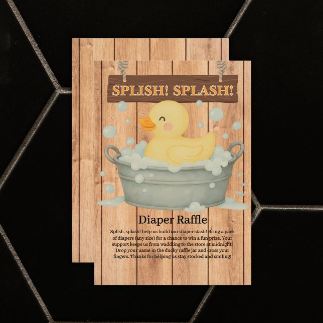 Rustic Rubber Ducky Bubbles Baby Shower Enclosure Card (Creator Uploaded)
