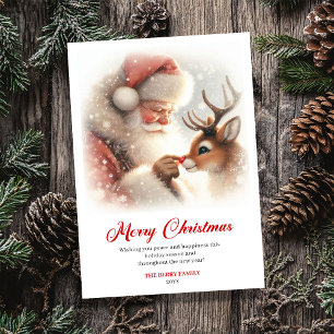 Rustic Rudolph Santa Claus Cartoon Christmas Cards
