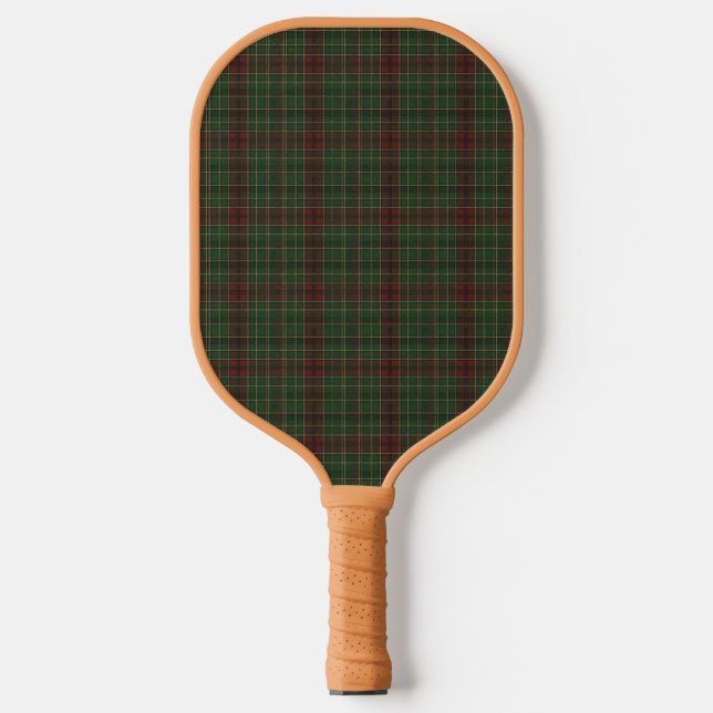 Rustic, rugged outdoors red/green plaid pickleball paddle (Front)
