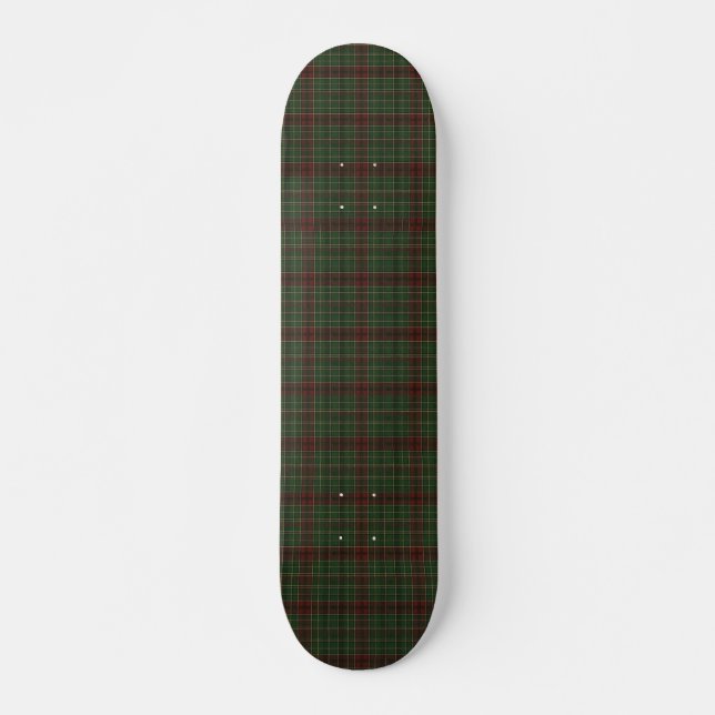 Rustic, rugged outdoors red/green plaid skateboard (Front)