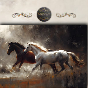 Rustic Running Horses Art Decoupage Tissue Paper