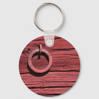 Rustic Rural Red Wooden Barn Wall Keyring