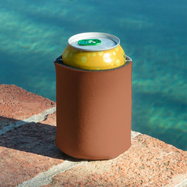 Rustic Rust Brown Solid Colour Can Cooler (In Situ Pool)