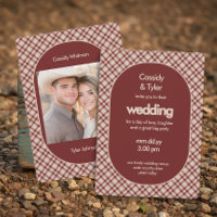 Rustic Rust Red Plaid Photo Country Wedding